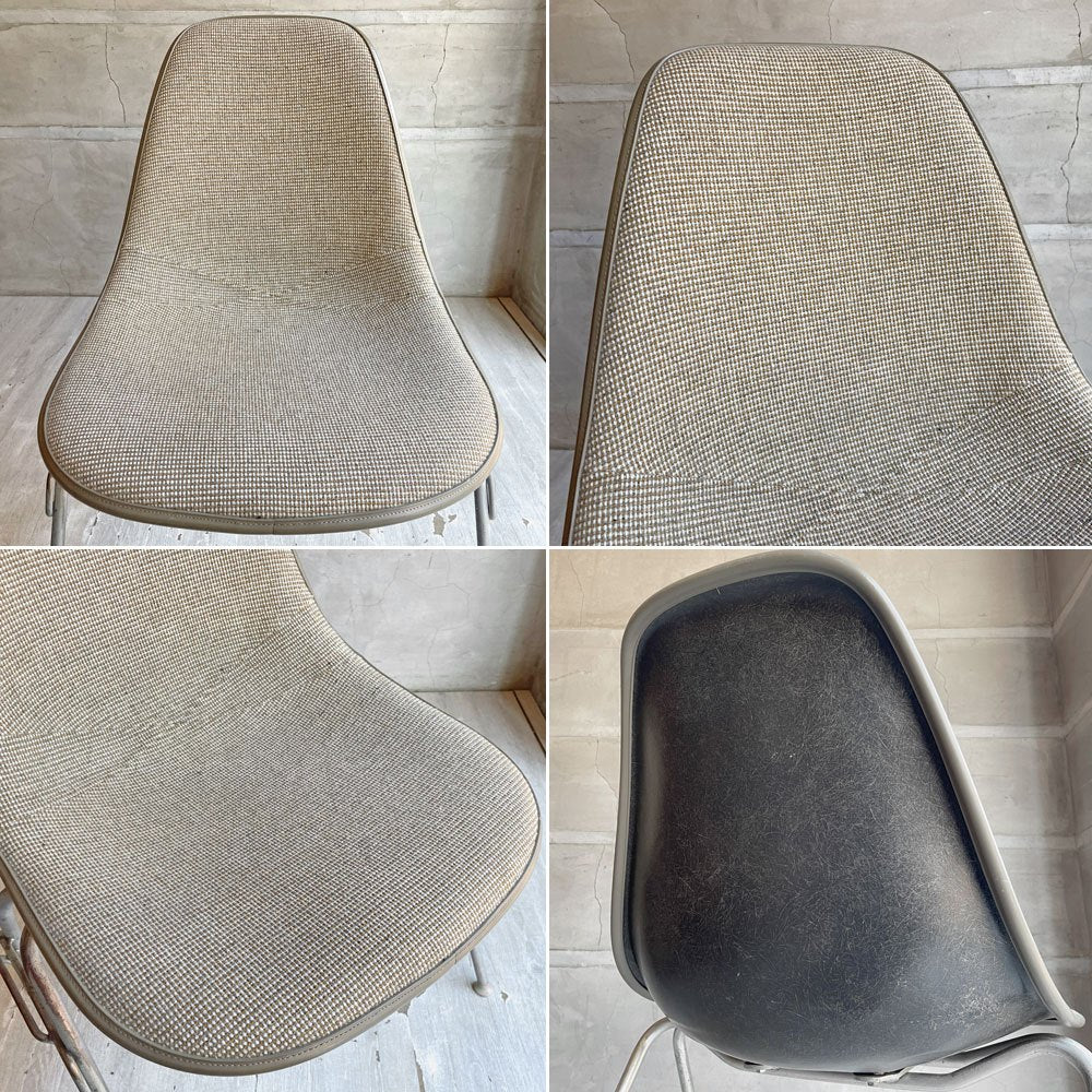 ハーマンミラー Herman Miller サイドシェルチェア セカンド 2ndビンテージ FRP アプホルスター ジラルド生地 スタッキングベース  ナローマウント イームズ ♪