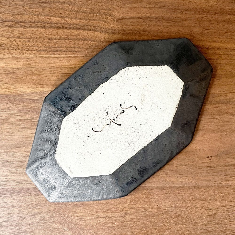 安福由美子 錆八角皿 中 W26cm 現代作家 ♪