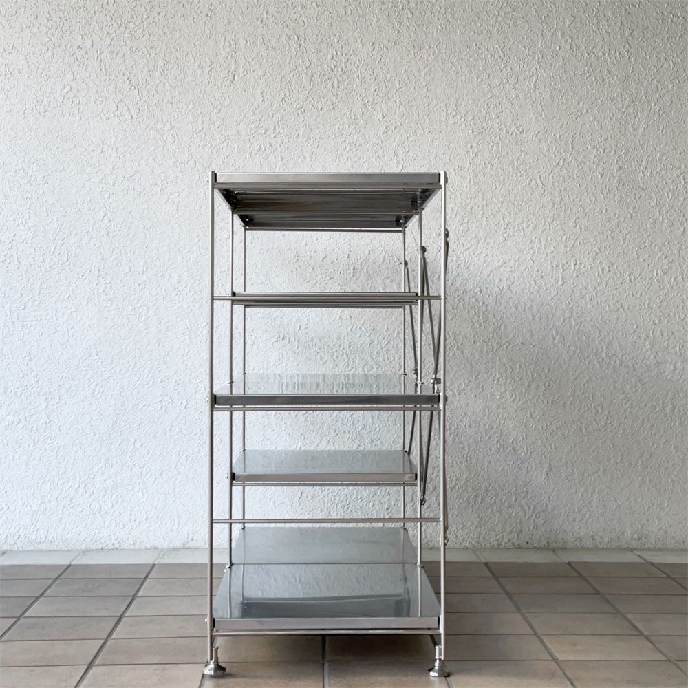 無印良品 MUJI ステンレスユニットシェルフ小 2列5段 棚板8枚 W112cm オープンシェルフ 収納棚 定価￥46,330- ◇