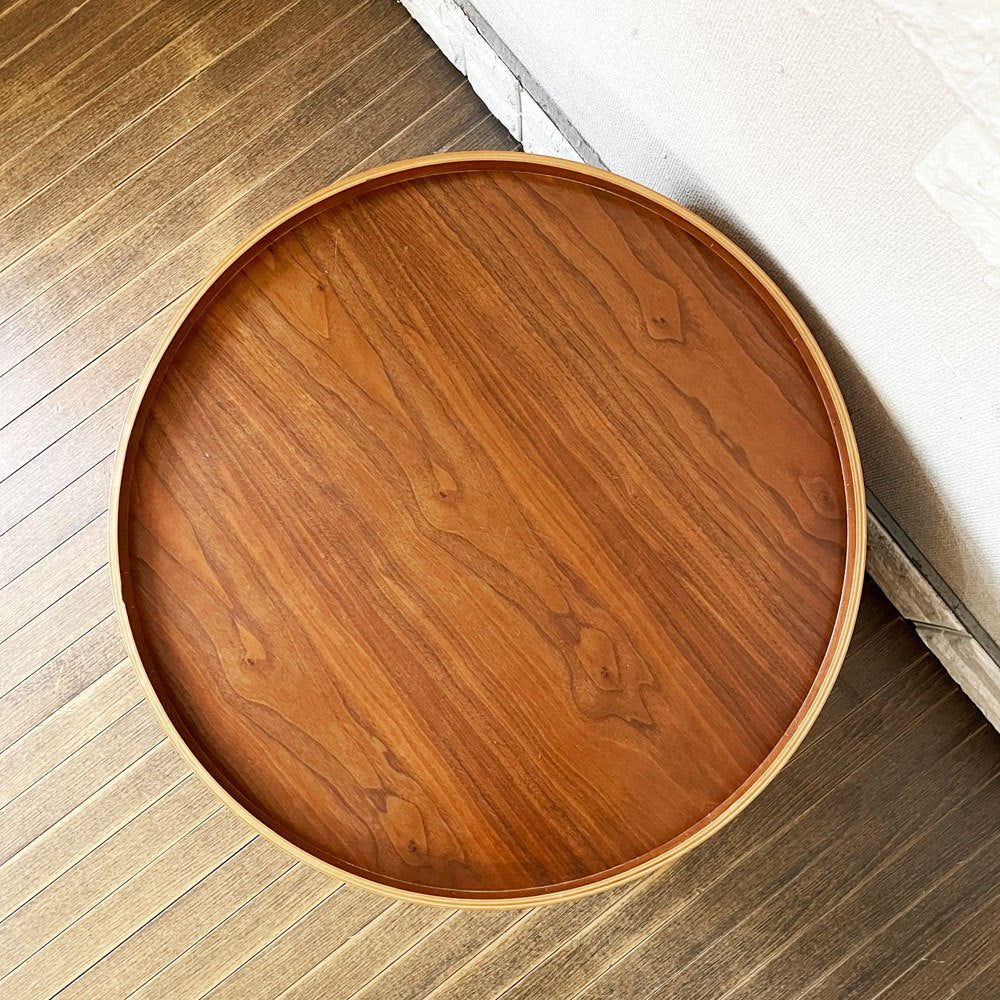 ソフトライン SOFTLINE ドラムスパフ DRUMS POUF スツール リビングテーブル ウォールナットトレイ Φ60cm アクタス取扱 定価￥69,300- ◎