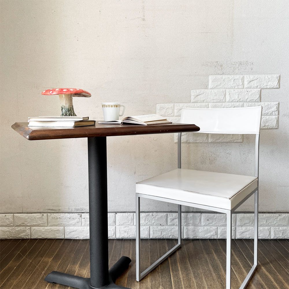 イデア IDEA カフェテーブル ブナ材天板 ウォールナット色 NA 60×60cm Original + 鉄脚 311A BK 合計定価￥23,700- ◎