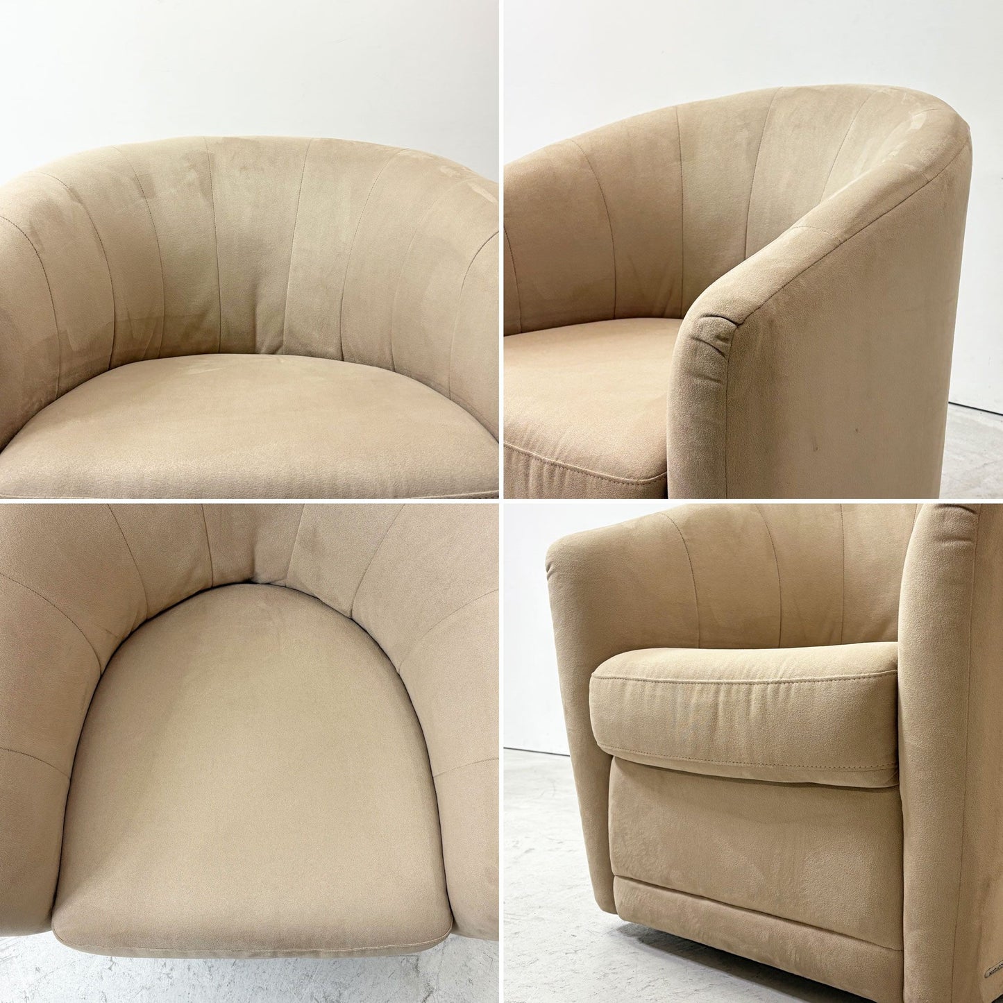 ナツッジイタリア NATUZZI ITALIA A835 スイベルソファ 1人掛け ラウンジチェア 回転座面 ファブリックシート スウェード生地 イタリア モダン ●