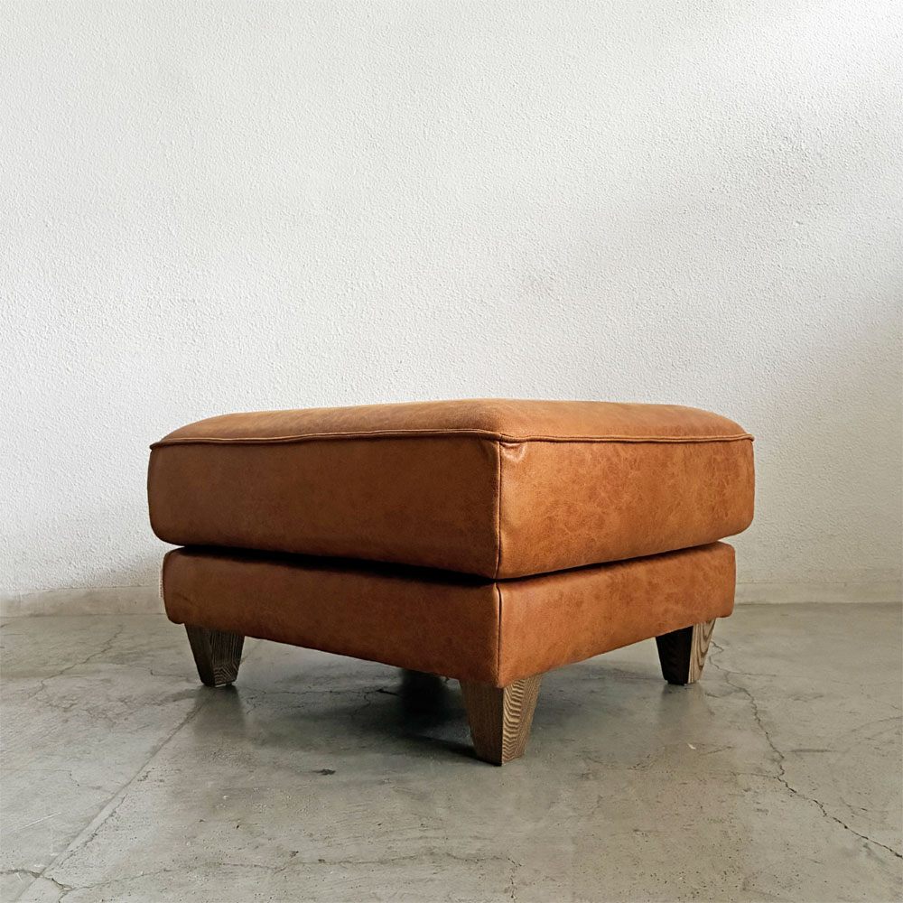 リラックスフォーム RELAX FORM コロンバス COLUMBUS Ⅱ オットマン W70cm レザーテックス キャメル 木脚 関家具 定価￥55,000- 〓