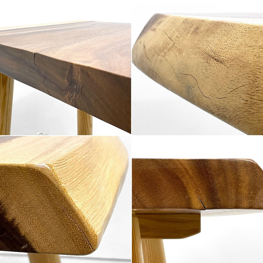 クラフト家具 Craft furniture モンキーポッド 一枚板 サイドテーブル リメイク ディスプレイスタンド 花台 無垢材 耳付き ●