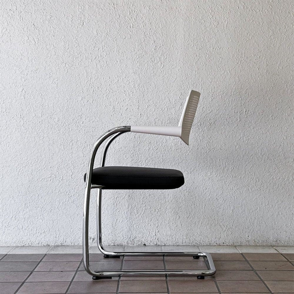 ヴィトラ vitra ビザビ2 Visavis2 アームチェア デスクチェア ホワイト/グレー系 カンティレバー スタッキング可能 アントニオ・チッテリオ B ◇