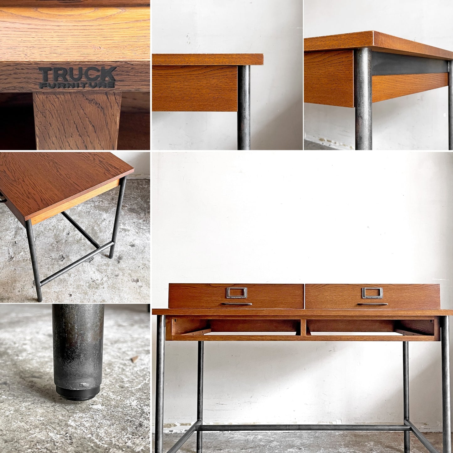 トラックファニチャー TRUCK FURNITURE スット デスク SUTTO DESK ナラ材 x スチール脚 インダストリアルデザイン 定価￥264,000- ■