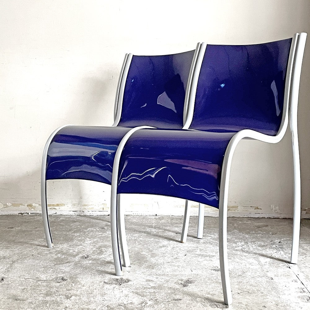 カルテル Kartell FPE chair スタッキングチェア ダイニングチェア 2脚セット アルミ ポリプロピレン ブルー ロンアラッド イタリアモダン 廃番 B ■