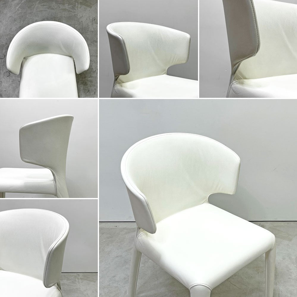 カッシーナ Cassina オラ 367 HOLA アームチェア 本革 フルレザー ホワイト ハンス・ウェッツスタイン 定価￥374,000- A ●