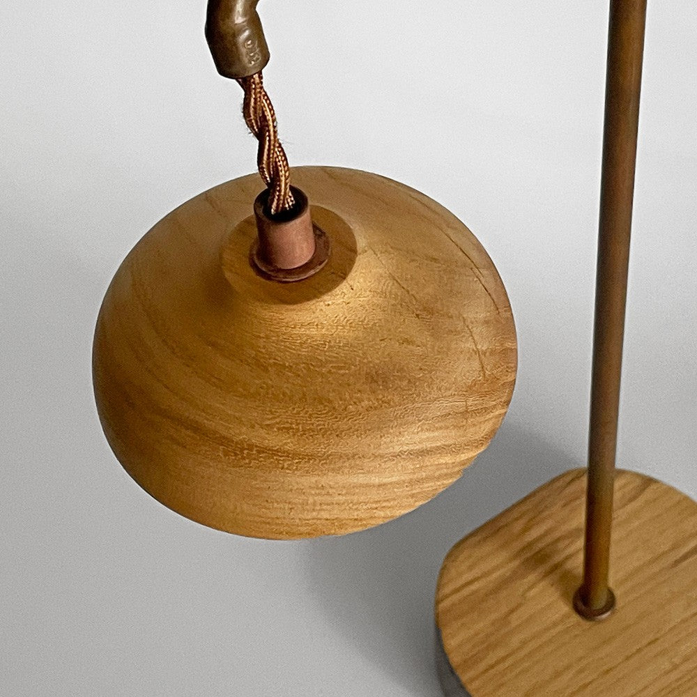 レコード record 木製 テーブルランプ スタンドライト 1灯 真鍮 H41.5cm 齋藤勝弘 木工作品 現代作家 ■