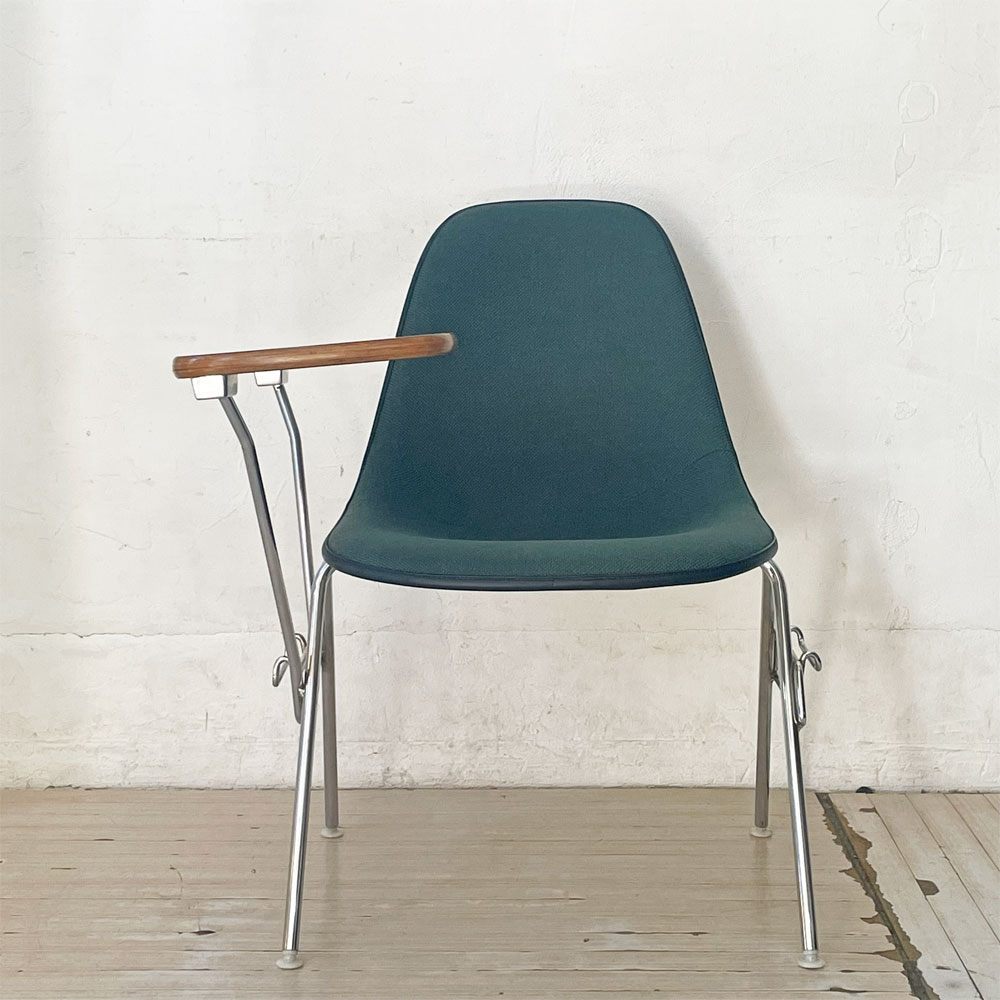 ハーマンミラー Herman Miller サイドシェルチェア セカンド 2nd ビンテージ アプホルスター スクールベース スタッキングベース 肘掛けテーブル付 イームズ ミッドセンチュリー A ★