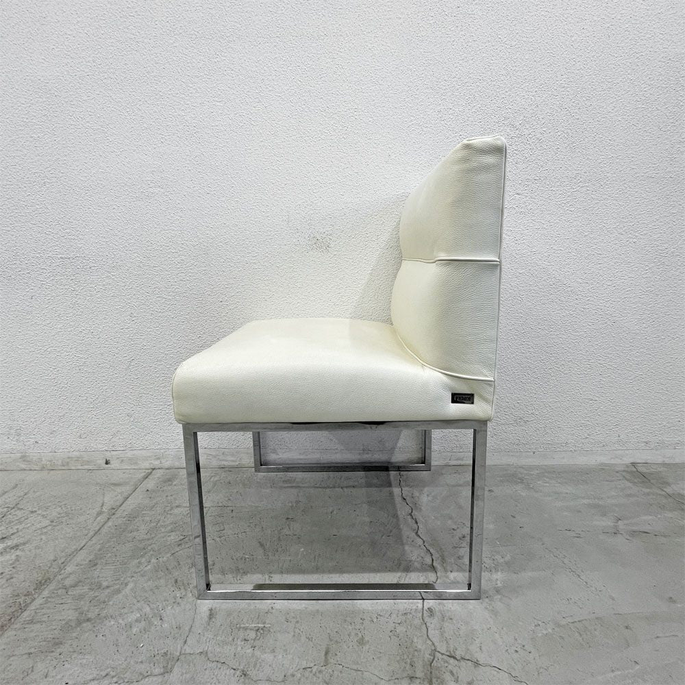 フェンディ・カーサ FENDI CASA エー・ビー・デュアメル AB Duhamel ダイニングチェア 本牛革 オフホワイト 参考価格 約45万～65万の品 A 〓