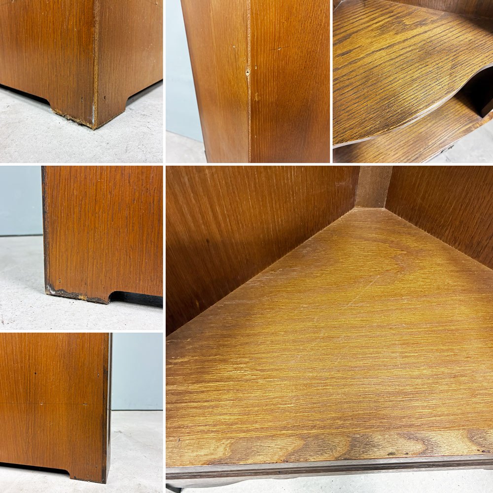 UKビンテージ UK Vintage オーク材 コーナーキャビネット 飾り棚 英国家具 アンティーク 鍵付き ◎