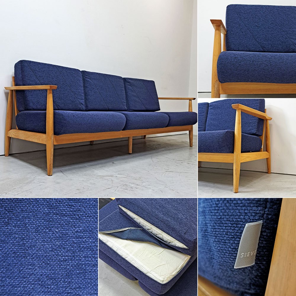 シーヴ SIEVE ラル lull 3シーター ソファ ネイビー系 カバーリング 幅196cm 北欧スタイル 廃番 定価￥110,000- ●