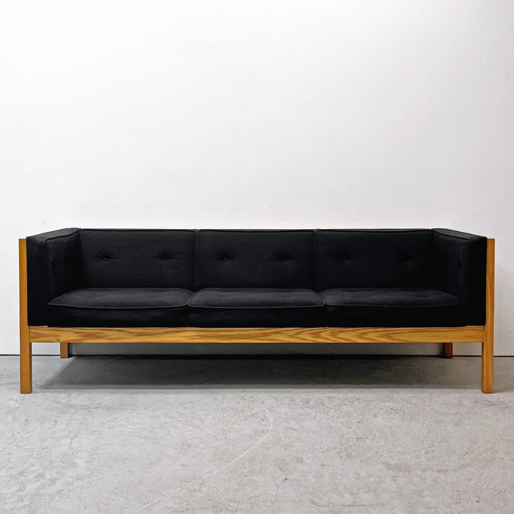 ハーマンミラー Herman Miller ネルソンキューブ 3pソファ Nelson Cube Sofa オーク無垢材 ファブリック ブラック ジョージネルソン George Nelson ●