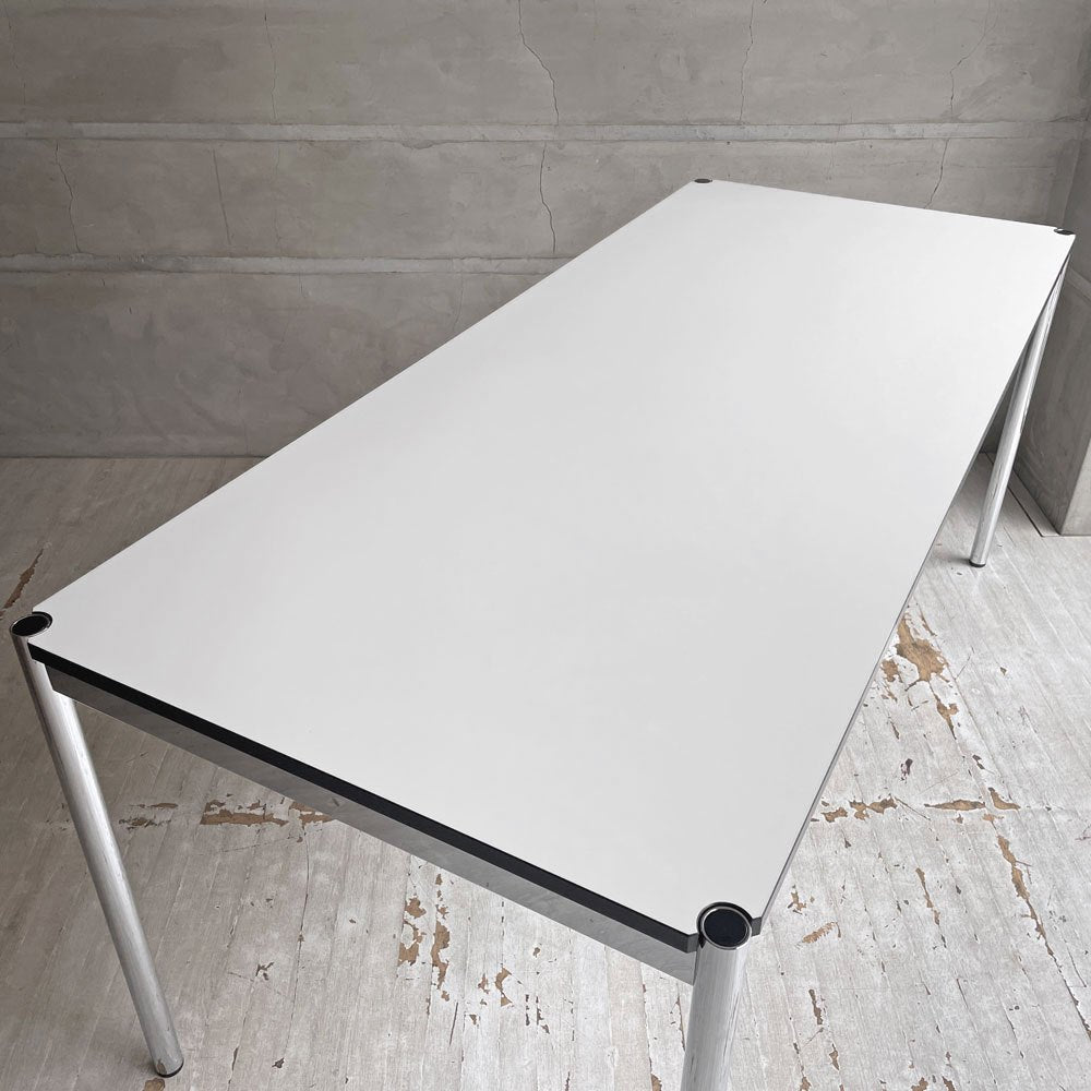 USMハラー USM Haller モジュラーファニチャー ハラーテーブル ワークデスク ダイニングテーブル W175cm パールグレーラミネート (ホワイト) 高さ調節機能付き スイス ♪