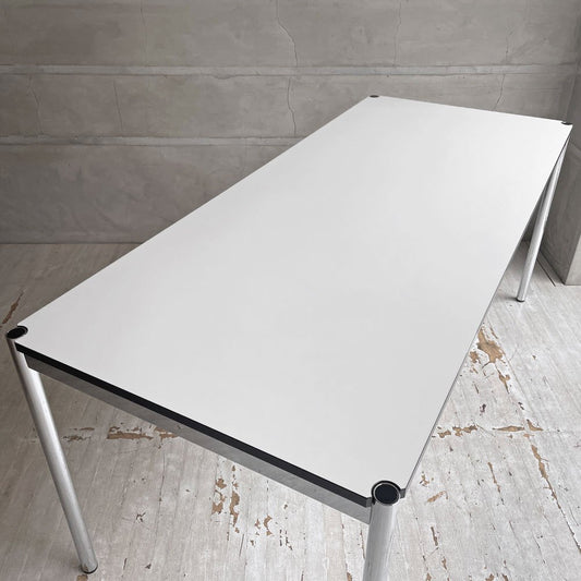 USMハラー USM Haller モジュラーファニチャー ハラーテーブル ワークデスク ダイニングテーブル W175cm パールグレーラミネート (ホワイト) 高さ調節機能付き スイス ♪