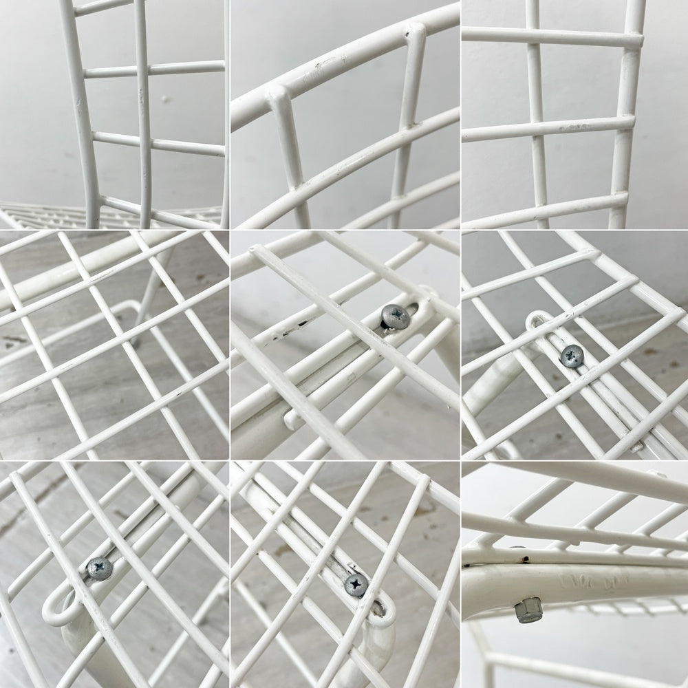 ノル Knoll Counter Height Stool カウンター ハイスツール ワイヤーチェア ホワイト ハリー・ベルトイア ミッドセンチュリー シートパッド付き ビンテージ ●