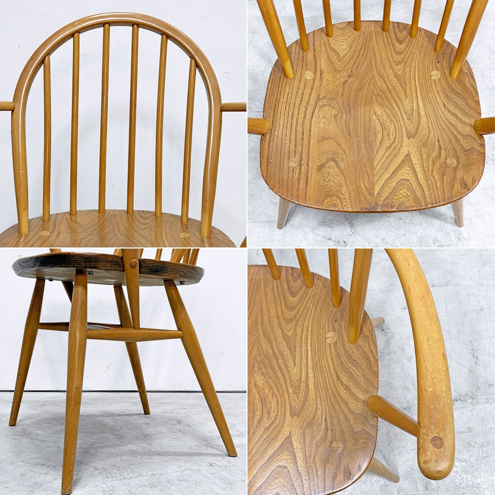 アーコール Ercol フープバックチェア アームチェア ダイニングチェア エルム材 ビーチ材 UKビンテージ 英国家具 ●