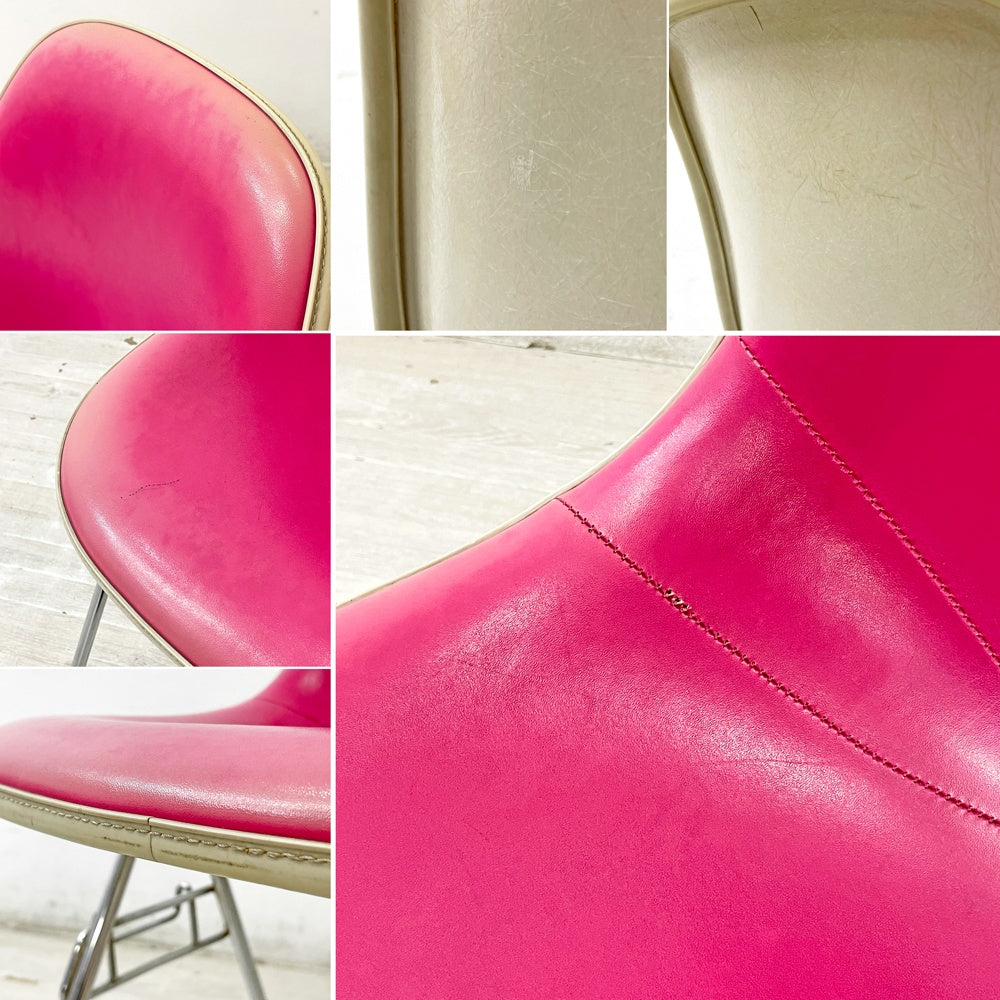 ハーマンミラー Herman Miller サイドシェルチェア サード 3rdビンテージ PVCレザー FRP製 スタッキングベース イームズ C ●