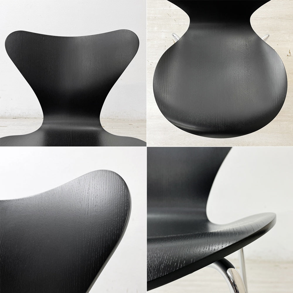 フリッツハンセン Fritz Hansen セブンチェア ダイニングチェア カラードアッシュ ブラック アルネ・ヤコブセン 北欧 デンマーク 定価75,680円 美品 B ●