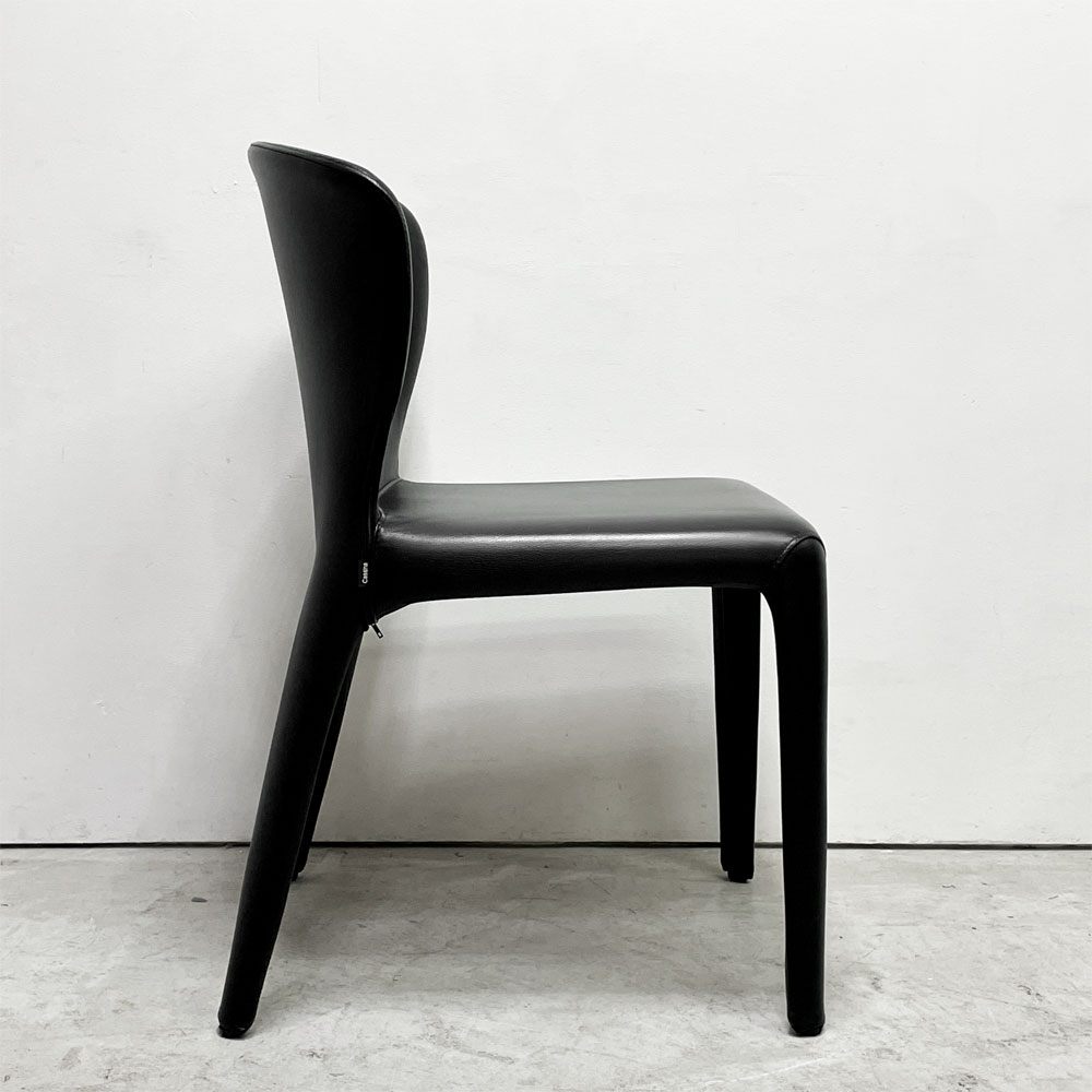 カッシーナ Cassina オラ 369 HOLA アームレスチェア ダイニングチェア 本革 ブラックレザー ハンス・ウェッツスタイン イタリア 定価￥418,000- B ●
