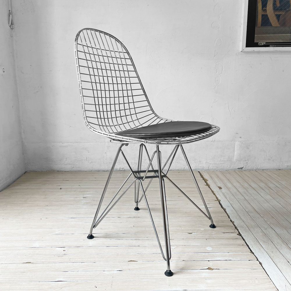 ハーマンミラー Herman Miller DKR ワイヤーチェア Eames Wire Chair エッフェルベース シートパッド付 C&R イームズ ミッドセンチュリー  ★