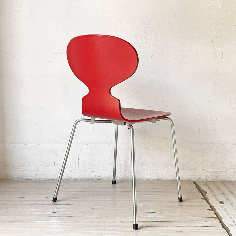 フリッツハンセン Fritz Hansen アントチェア アリンコチェア 4本脚 カラードアッシュ レッド アルネ・ヤコブセン デンマーク 北欧家具 ★
