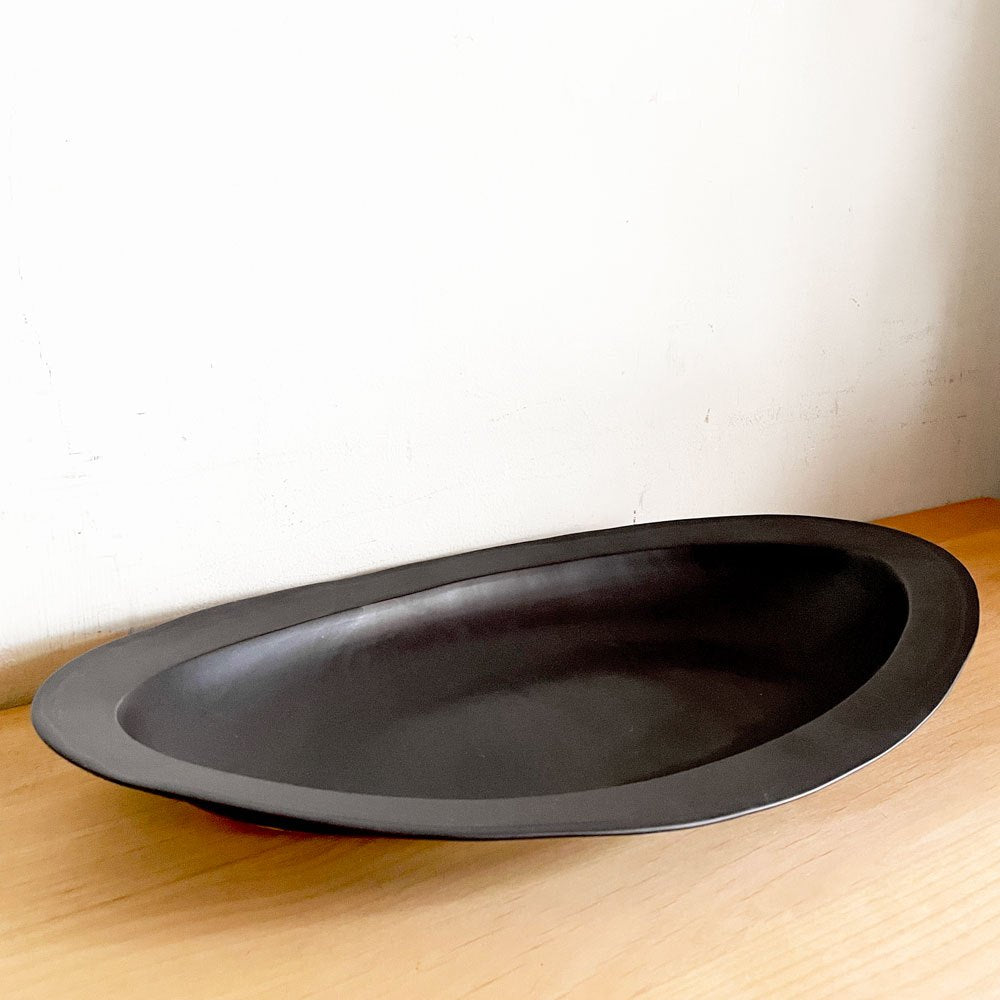 クリスチャンヌ ペロション Christiane Perrochon ストーンウェア STONEWARE オーバル プレート 大 ブラックカラー イタリア 陶器 ハンドメイド 現代作家 ■