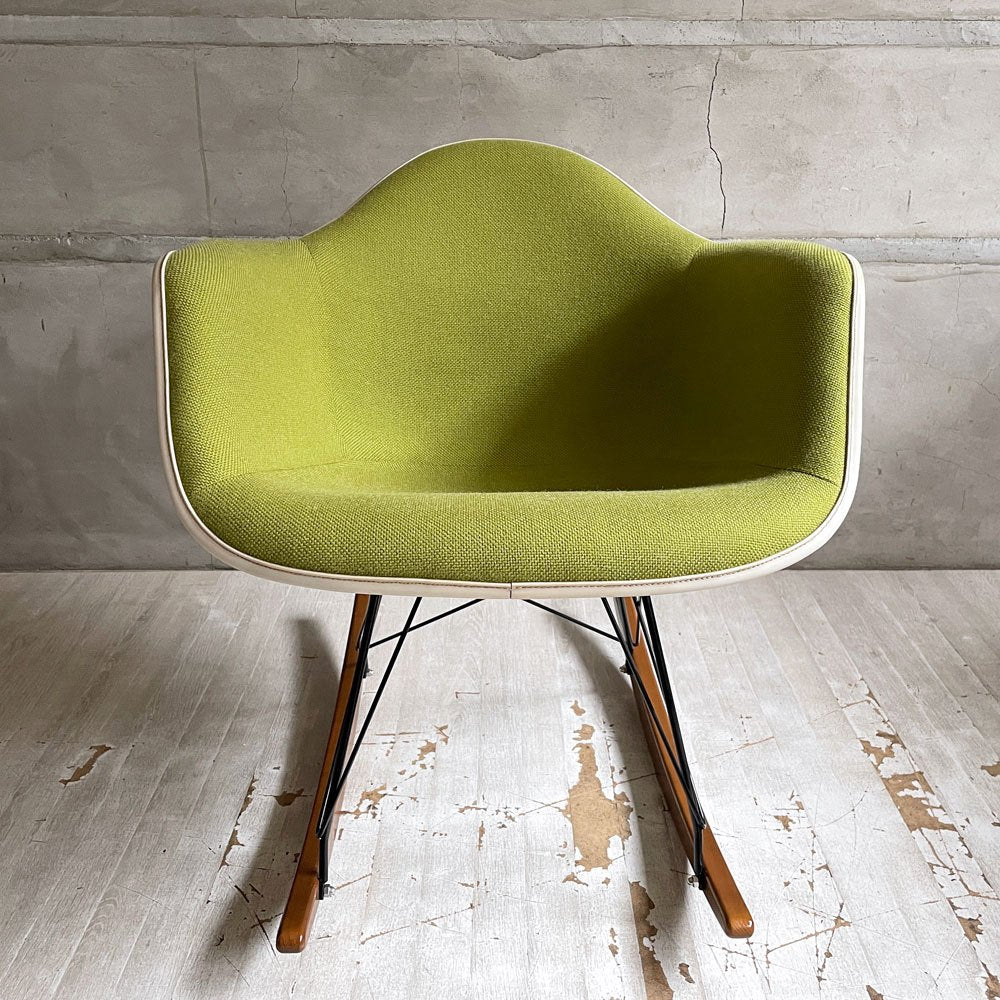 ハーマンミラー Herman Miller アームシェルチェア セカンド 2nd ビンテージ FRP アプホルスター ロッカーベース イームズ ミッドセンチュリー 生地張替え済 ♪