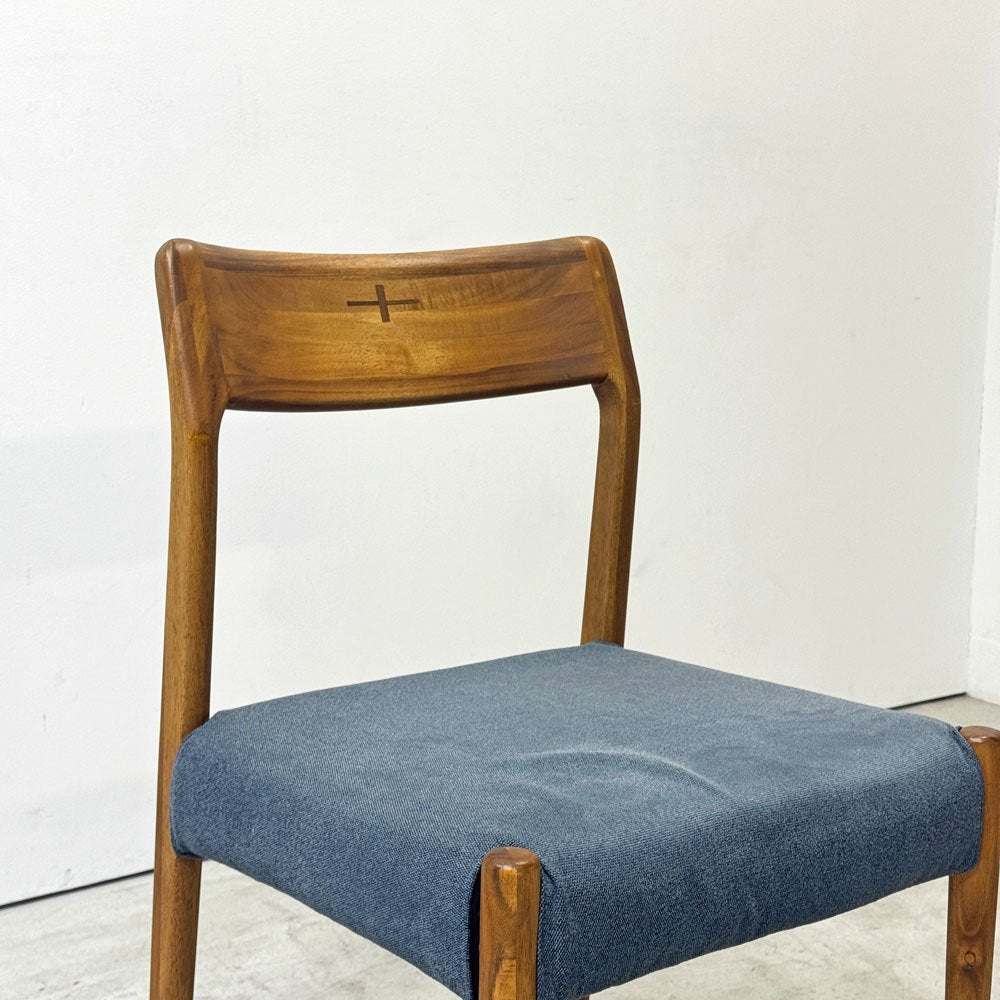 朝日木材加工 エッダ EDDA Dining Chair101 Fabric ダイニングチェア ブルー 北欧 定価￥33,000- A ●