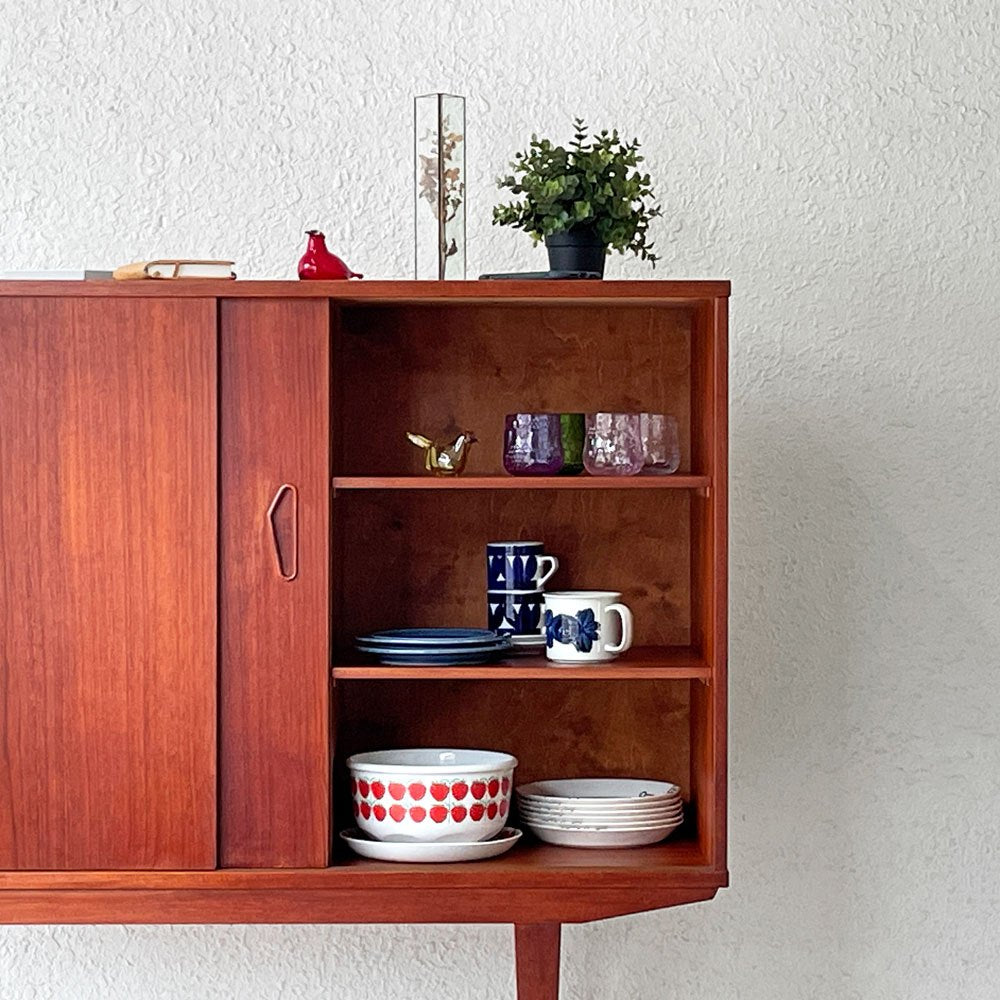 デンマークビンテージ Danish Vintage サイドボード キャビネット チーク材 W128×H111cm 北欧家具 ◇
