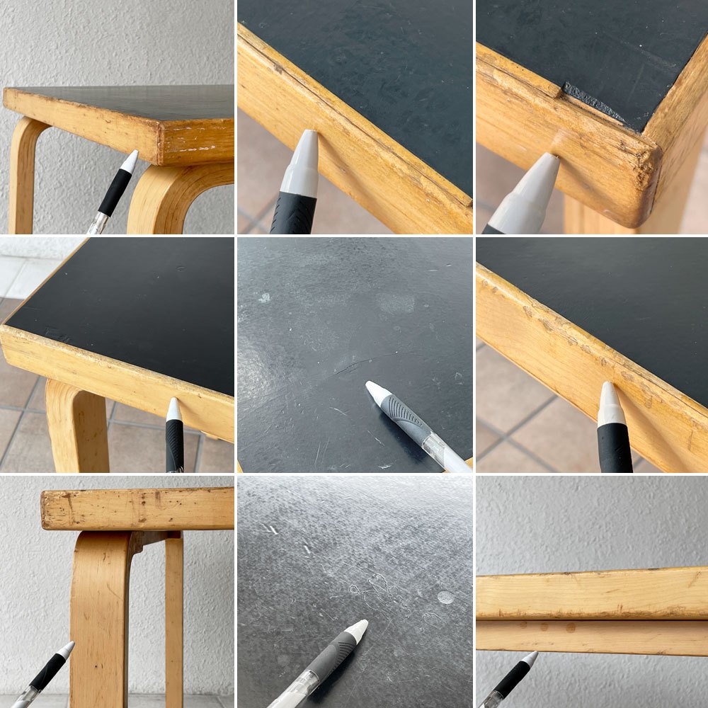アルテック artek テーブル 80A TABLE 80A ダイニングテーブル デスク ブラックリノリウム ビンテージ アルヴァ・アアルト フィンランド 北欧 ビンテージ ◇