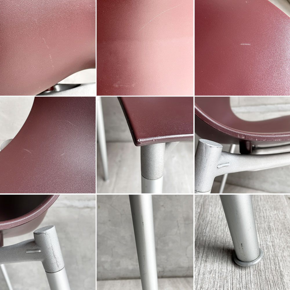 ドリアデ driade アレフ ALEPH カメレオン CAMELEON ダイニングチェア ワインレッド 2脚セット スタッキング フィリップ・スタルク Philippe Starck イタリア モダンデザイン ♪