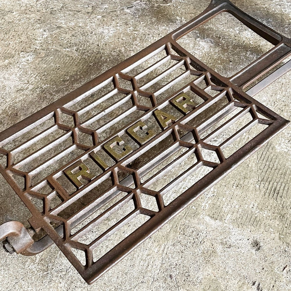 ビンテージ リッカー RICCAR ミシン脚テーブル デスク 作業台 無垢集成材天板 リメイク家具 ジャパンビンテージ ■