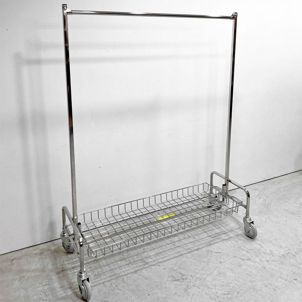 R&B ワイヤープロダクツ R&B WIRE PRODUCTS ガーメントラック GARMENT RACK 48"ハンガーラック バスケット付き インダストリアル 合計定価￥57,750- P.F.S.取扱 現状品 ●