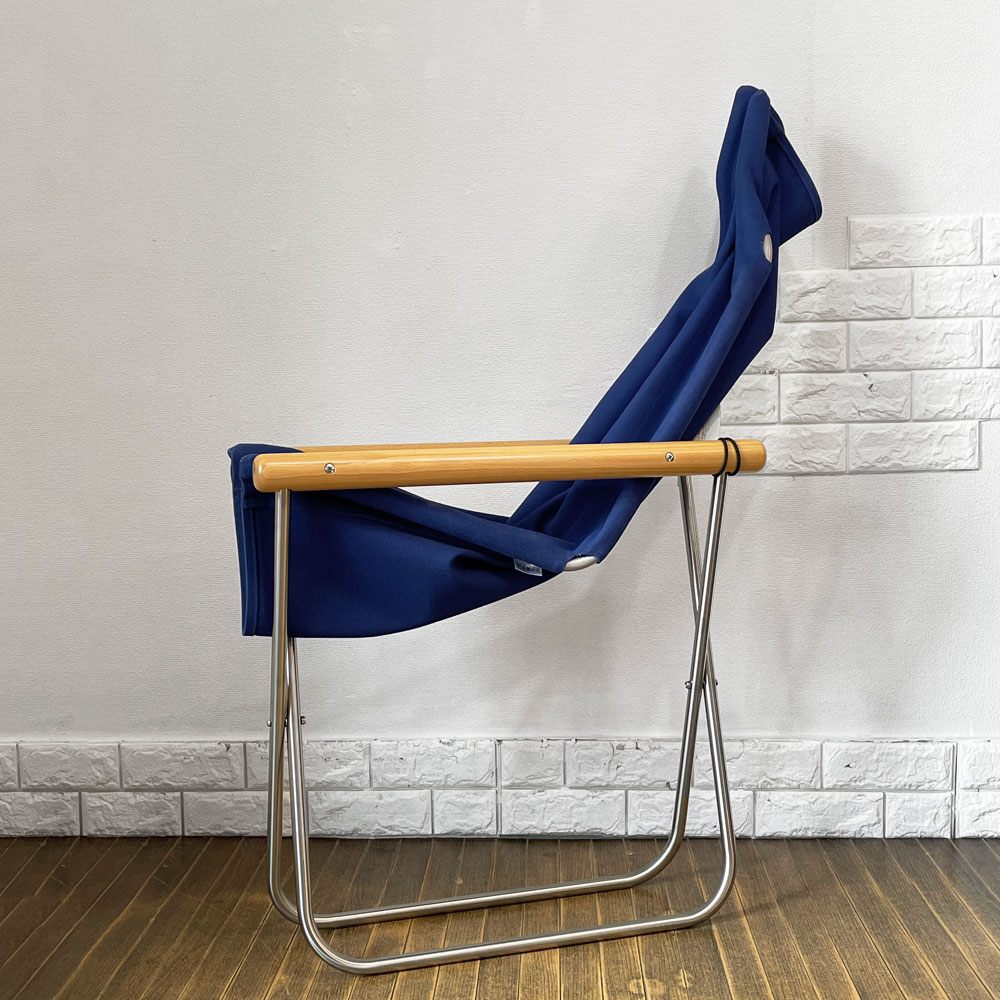 ニーチェア エックス NY chair X フォールディングチェア 折り畳みチェア ラウンジチェア ブルー ナチュラル 新居猛 MoMA 定価 59,400円 ◎