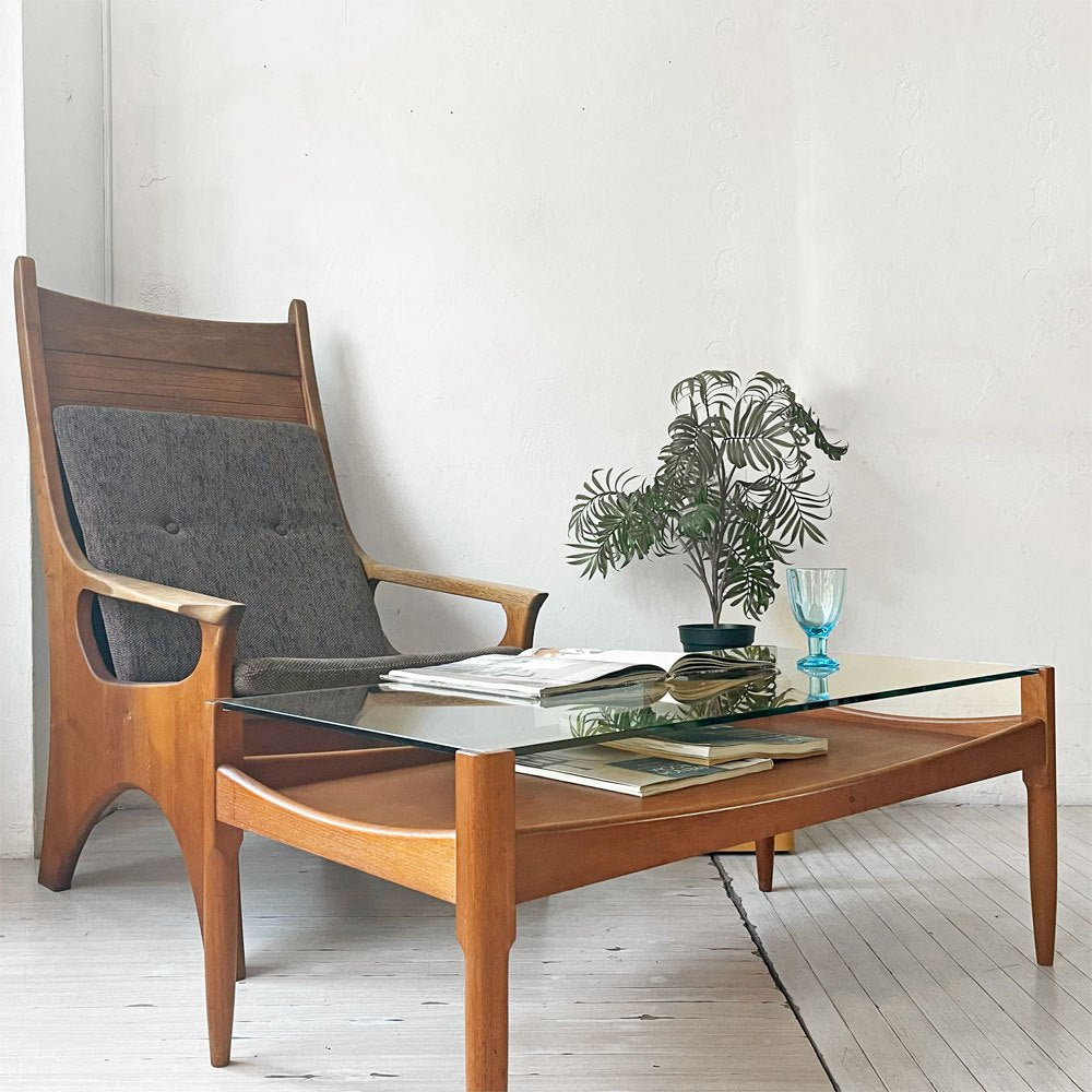ハイク HIKE オリジナルファニチャー Original furniture ガラスソファテーブル Glass sofa tableチーク材 W100cm 北欧デザイン ★