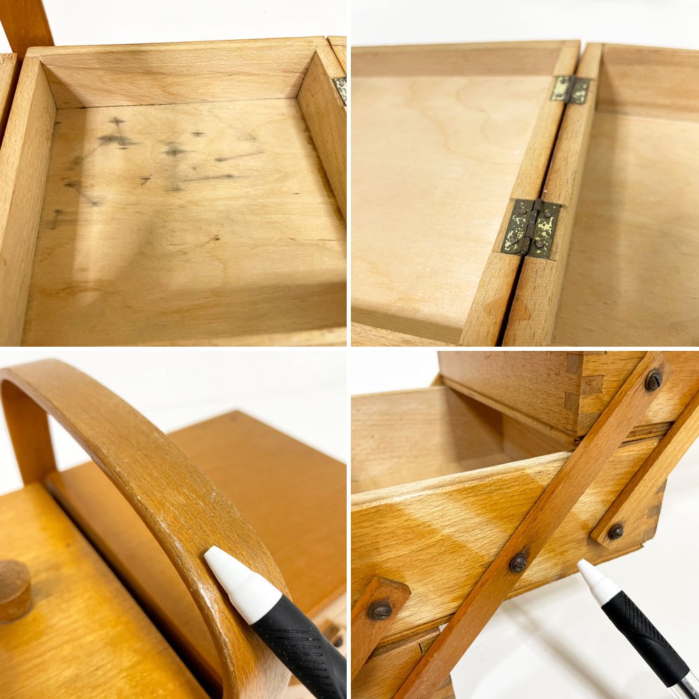 ビンテージ Vintage 木製 ソーイングボックス 裁縫箱 道具箱 可動式 ●