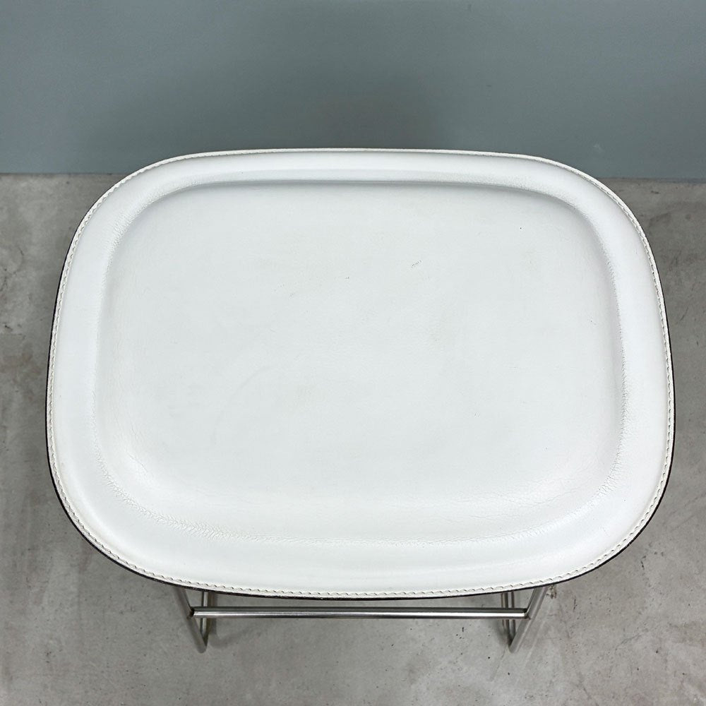カッペリーニ Cappellini ハイパッドスツール Hi pad Stool ホワイトレザー×ステンレススチール ジャスパー・モリソン Jasper Morrison イタリアモダン ◎