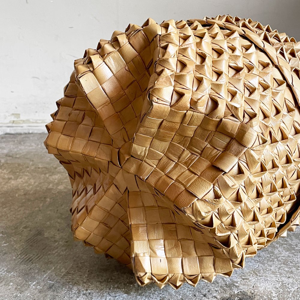 ラウハラ バスケット 収納ケース ハワイアンビンテージ 手編み 伝統工芸 ■