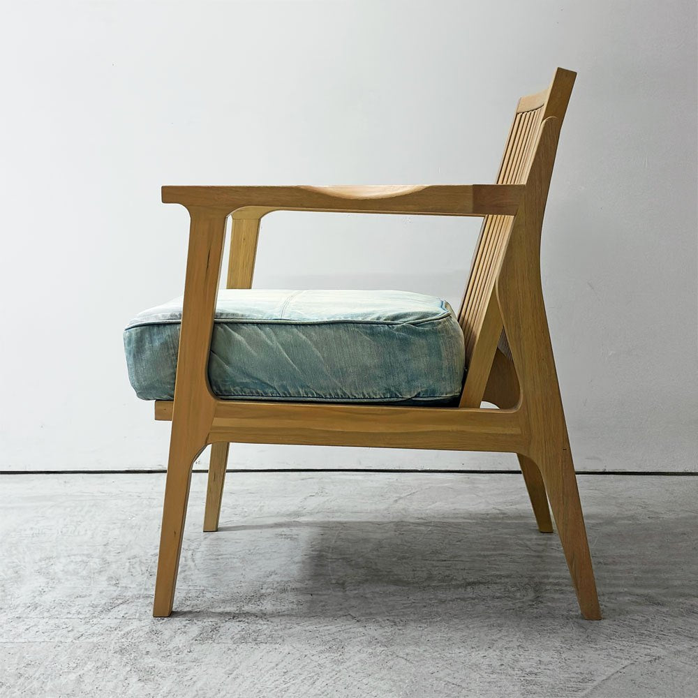 ダブルティー WTW アペルト チェア APERTO CHAIR NT アームチェア ラウンジチェア 1Pソファ アッシュ材 デニム地 西海岸 ウエストコースト ●