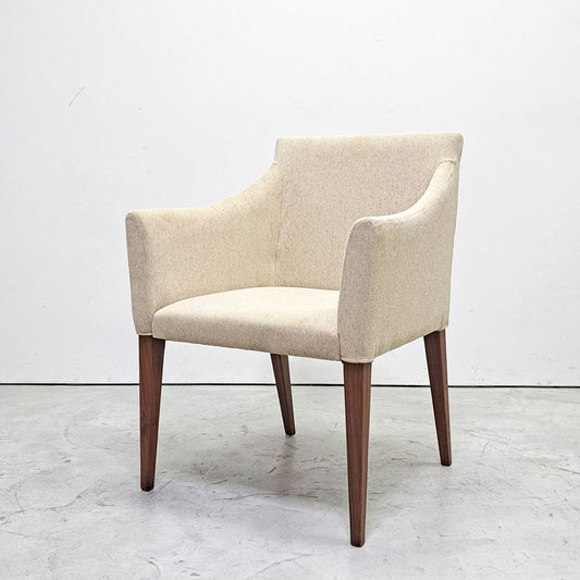 アクタス ACTUS ファイン2 FINE2 ダイニングチェア アームチェア ウォールナット材 ファブリックシート ホワイトベージュ系 張り座 ナチュラルモダン 廃番 A ●