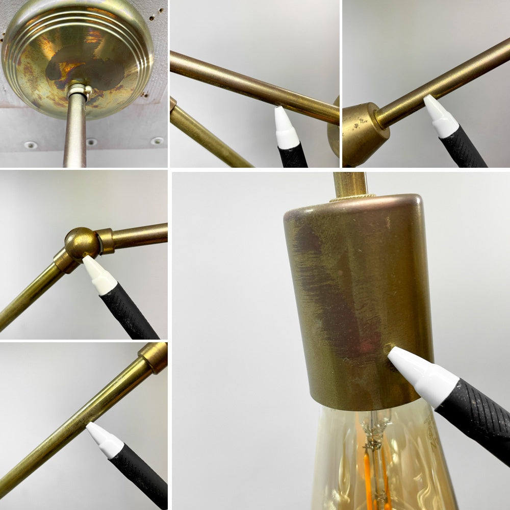 アクメファニチャー ACME Furniture ソリッドブラスランプ SOLID BRASS LAMP 6アームシャンデリア 6ARM CHANDELIER 真鍮 シーリングライト ミッドセンチュリー インダストリアル レトロスタイル ●