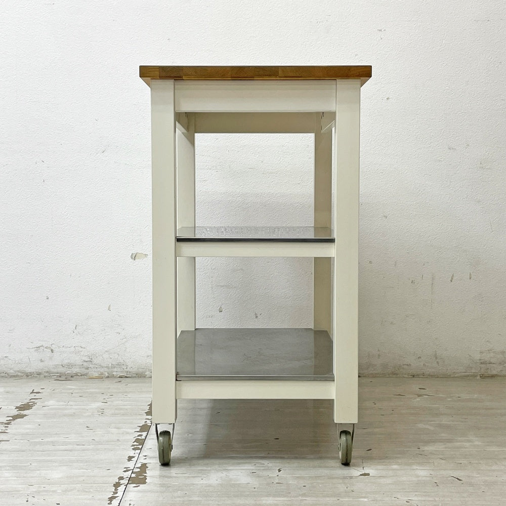イケア IKEA STENSTORP アイランドキッチン キッチンワゴン カウンター キャスター トローリー 作業台 オーク無垢材 ステンレス棚 ●