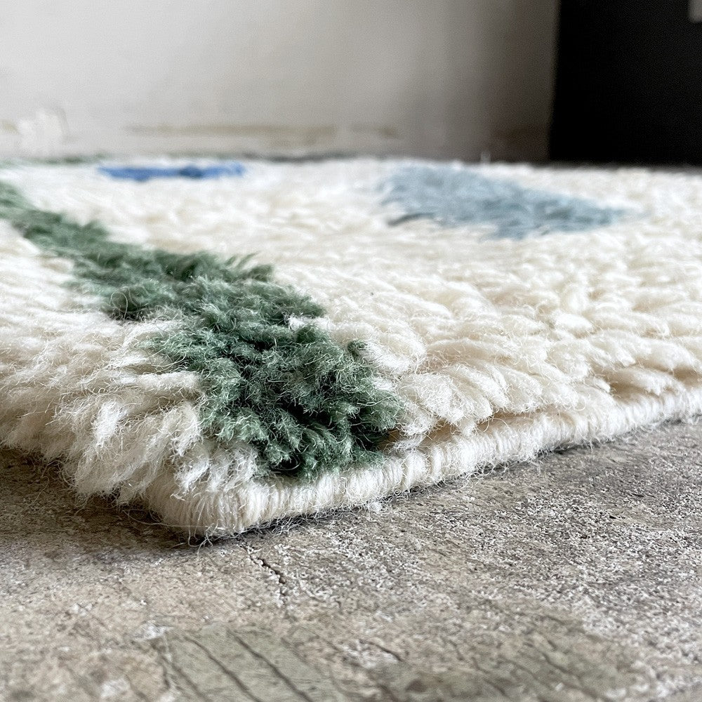 ザ・コンランショップ THE CONRAN SHOP イキガイ IKIGAI ウール ラグ WOOL RUG ブルー グリーン BLUE GREEN 50×70 モダンデザイン ■