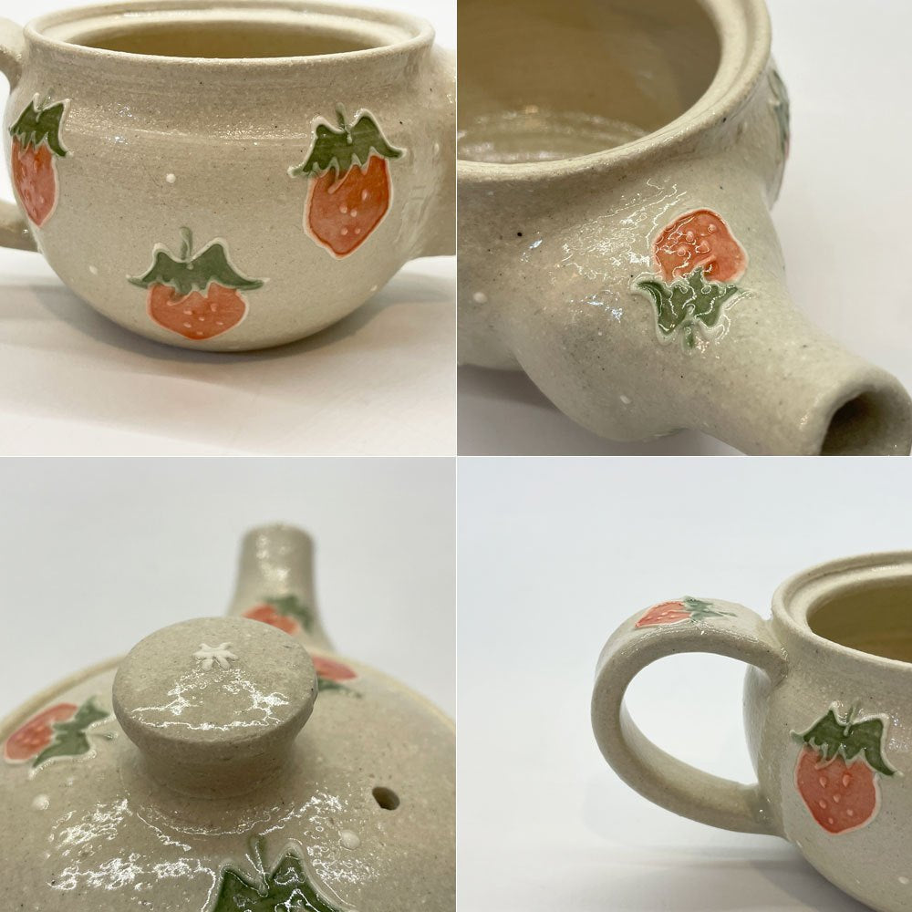 中村佳菜子 Kanako NAKAMURA いちご ポット イチゴ 苺 急須 うつわ 器 現代作家 クラフト陶器 美品 ★