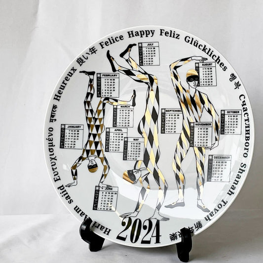 フォルナセッティ Fornasetti カレンダープレート 2024 イヤープレート 平皿 イタリア 定価￥51,000- 箱付き ◇