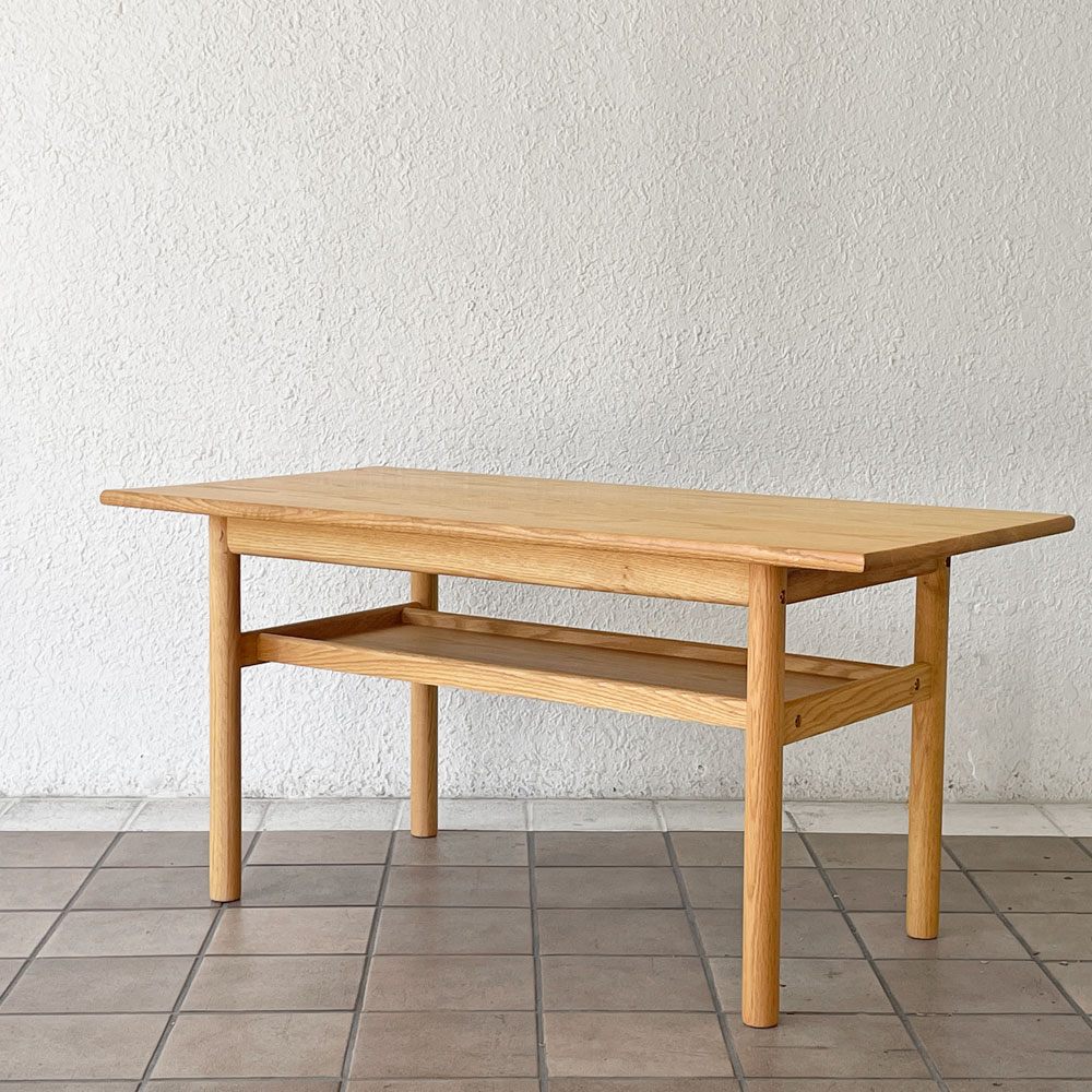 アクタス ACTUS ロッジ LODGE SOFA TABLE ソファテーブル リビングテーブル W110cm オーク材 天板下収納付 参考価格￥56,100- 廃番 ◇