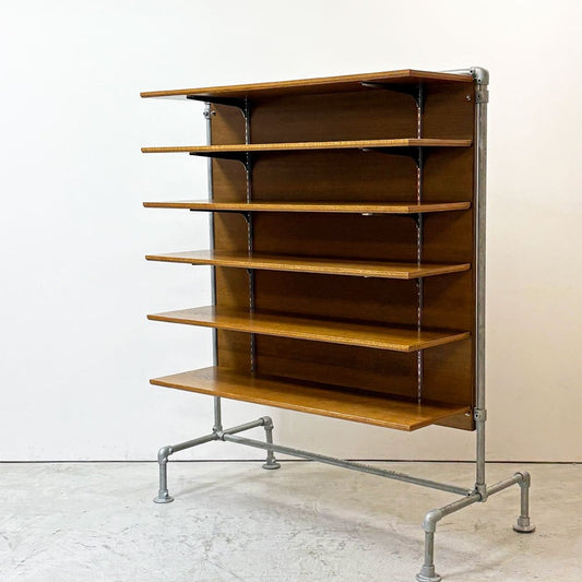 スタンダードトレード STANDARD TRADE パーテーションシェルフ 間仕切り Kee Klamp パイプフレーム x オーク材 棚板6枚 オーダーメイド 店舗什器 A ●