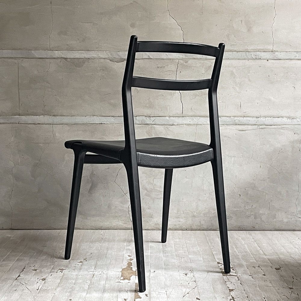 天童木工 TENDO インパラチェア Impala Chair ダイニングチェア ブラック レザー 本革 佐々木敏光 ジャパニーズミッドセンチュリーモダン C  ♪